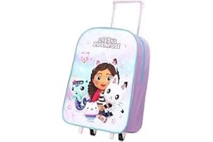 GIFTIDEAZZ TIMELESS GIFTS THAT REFLECT YOUR STYLE GIFTIDEAZZ Kids Wheeled Trolley Backpack - Foldable Suitcase Rucksack with Favorite Character Designs - Travel Carry-on Luggage for Children (Standard Gabby's Dollhouse Trolley)