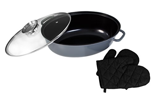 Kopf XXL Bräter Colima (Aluguss, 7,7 Liter, inkl. Glasdeckel mit Aromaknopf, Induktion) grau