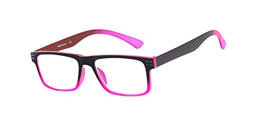Rainbow safety Gafas de Lectura Mujer Hombre Marco Completo los Vidrios de la Lectura RRD Negro-Rosa +1.50D