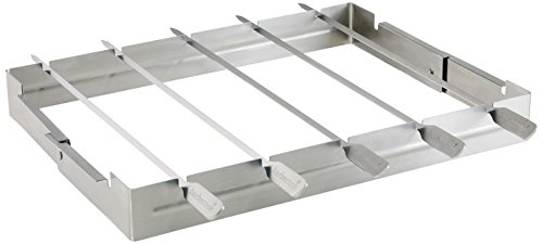 Grillspießhalter Universal mit 5 Edelstahl-Spießen Grill Zubehör Spieß-Halterung matt spülmaschienen-geeignet