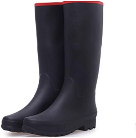 Brisk- High Rain Boots Fashion Simple Single Rain Boots Ladies Shoes Water Shoes Shoes (Color : Black, Size : EU40/UK7/CN41)