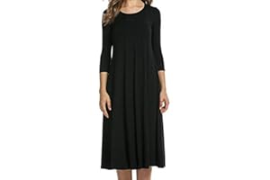 COLOP Womens Ladies Plain Jersey Swing Dress Casual Long Sleeve Midi Dress Skater UK Size