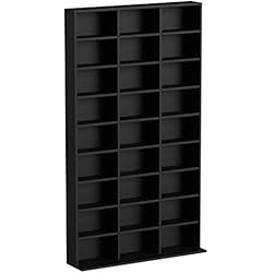 tectake Étagère Rangement CD/DVD Meuble de Rangement pour 1080 CDs - H/l/P : env. 180/102/23,5 cm - diverses Couleurs au Choix - (Noir | no. 401704)