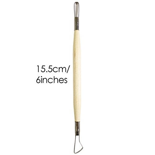 6 teiliges Set Modellierschlingen aus Holz & Metall für Ton, Lehm und Kunsthandwerk von Curtzy TM - 4