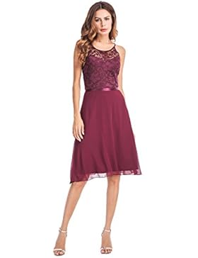 Clasichic Damen Spitzen Chiffon Abendkleid Hochzeit Schulterfrei Cocktaikleid Festlich Brautjunfer Rockabilly...