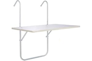 Spetebo Table de balcon pliante - Résistante aux intempéries - Blanc