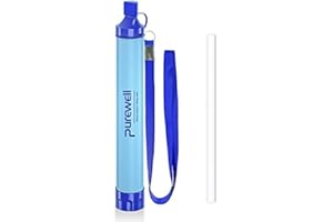 Purewell Filtre à eau pour l'extérieur Paille de filtration d'eau personnelle Equipement de survie d'urgence Purificateur d'e