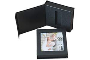 ELEGANTDISK Hochzeit USB-Box mit Bildfenster. Kunstleder Weiß, Schwarz. Farbe Schwarz
