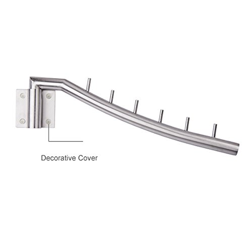 IMEEA® 12.6inch Gebürstete SUS304 Edelstahl – Wandkleiderlüfter Kann mit 6 Haken Schwingen (1-Stück) - 3