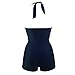 Janecrafts Women's Halter Neck Swimuits Rouched Bust Low Cut Jumpsuit Swim Suit Backless Swim Clothing