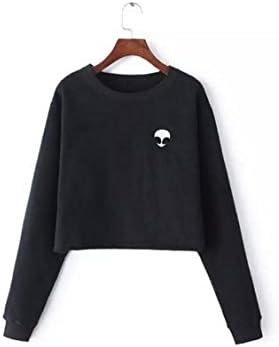 Vasyle Alien printing long-sleeved sweater exposed umbilical short-loaded cashmere T-shirt sweater women size S (black)