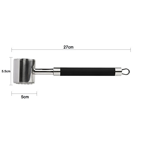 Küchenhelfer,Yonifor Fleischhammer mit Griffe , Fleischklopfer aus Edelstahl 18/10 (304) guter Fleischhämmer Steakhammer ,Schwarz - 3