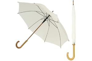 UMBRELLA HEAVEN Gentlemans Umbrella | Wood Handle Stick Umbrella | Traditional Gents Wooden Brolly | Classic Automatic Mens Umbrella | Ladies Vintage Walking Brolly | Auto Push Button Waterproof…