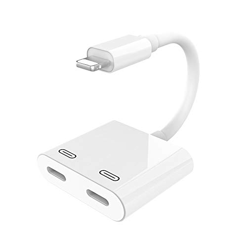2 en 1 Adaptador Carga Audio Conector Auriculares,UWECAN   Convertidor de Audio Compatible Audio y Teléfono Control de Llamadas y Volumen Compatible Phone Xs/XR/X/8/7/Pad Soporte iOS 12