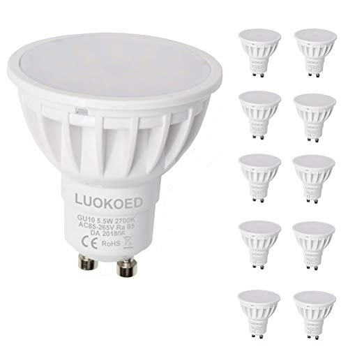 Bombilla Gu10 LED Foco 500lm Equivalente a 50W Luz Blanca Cálida 2700K LUOKOED®