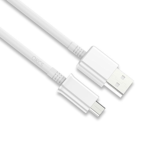 OKCS® Schnell und Sicher 3 Meter Micro USB Kabel MicroUSB zu USB Ladekabel Adapter für Samsung, Sony, Motorola, Huawei, Nokia, LG, Xiaomi, Wiko, Motorola etc. – in weiß - 3
