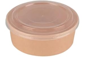 Arredo Chef Bol Salade Kraft à Emporter, Jetable, Lot de 50 Pièces (Couvercle en PP, 1000 ML)