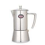 ★ Diseño ergonómico: un mango ergonómico de acero inoxidable con tapa abatible y fondo elevado para un calentamiento uniforme y eficiente, lo que le permite preparar el café de manera segura con estufas a gas o eléctricas en minutos.