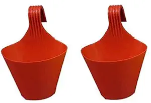 MOMS GADGETS Hanging Flower Pot Stands Plant (Red) - Set of 2