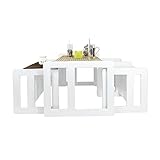 3 in 1 Multifunktionale Kindermöbel im Vierer Set Bestehend Aus einem Multifunktionalen Kindertisch oder Kindersitzbank und einer Multifunktionaler Kindersitzbank und zwei Multifunktionale Kinderstühle oder ein Multifunktionales Nest von vier Couch- Beistelltischen für Erwachsene, aus Massivem Buchenholz Weiß Lackiert - 7