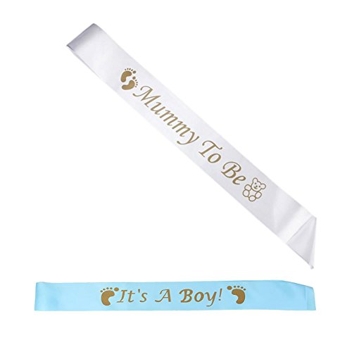 Veewon Babydusche Schärpen Set inklusive Mama Schärpe zu sein und es ist ein Junge Sash Babyparty -Partei-Dekoration