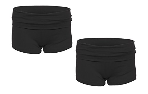 Juniors Comfortable and Active Fitted Foldover Gym Workout Cotton Short Shorts