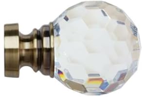 SALES TODAY INTERIROR 35mm Antique Brass Poles Apart Metal Curtain Pole Finials Pack of 2 (Acrylic Ball Finial)