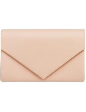 CASPAR TA362 elegante Damen Envelope Clutch Tasche / Abendtasche mit langer Kette