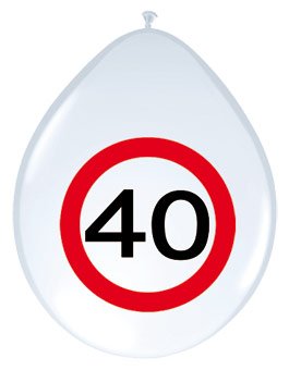 8 Stück Luftballons Verkehrsschild 40