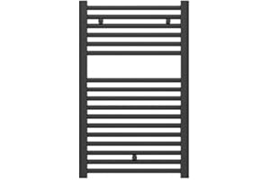 FACULA Fácula - Radiador Toallero DE AGUA Ocean Negro 803x500mm | (NO Eléctrico) | 3 soportes+purgador | Conexiones 3x1/2"