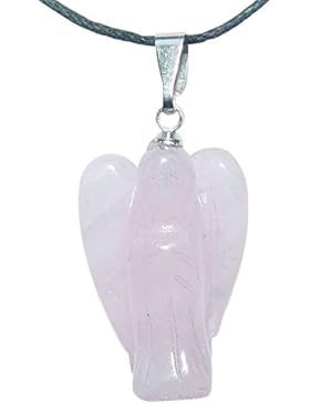 Rosenquarz Engel Anhänger mit silberfarbener Öse ca. 30 mm.(3692)