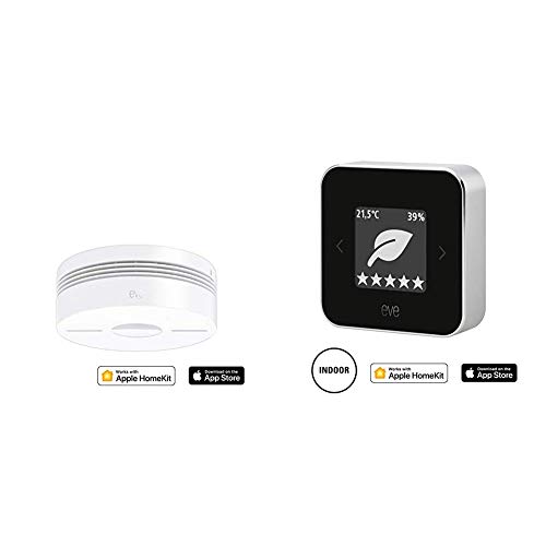 Eve Smoke - Smarter Rauch- & Hitze Dualwarnmelder, 10 J. Batterie & Room - Raumklima- & Luftqualitäts-Monitor zum Kontrollieren von Luftqualität, Temperatur und Luftfeuchtigkeit