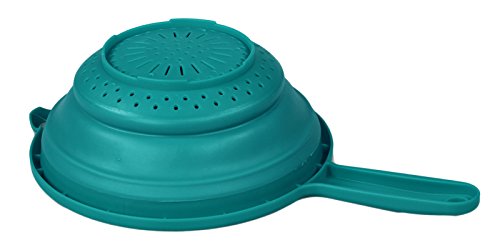 Seiher faltbar mit Griff Kunststoffrahmen + Silikonsieb Ø ca. 22,5cm (blau) - 2