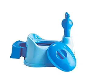 Nabhya Toilet Trainer Baby Potty Seat Cartoon Face with Removable Tray & Closing Lid (Blue)