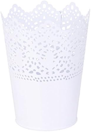 Ofye Metal Crown Flower Pot Lace Hollowpot - White