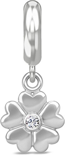 Endlos Schmuck Damen Herz Blume Drop silber Charm