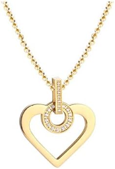 NIUWJ Women's Fashion Simple Pendants Stainless Steel Diamond Heart-shaped Jewelry,Gold