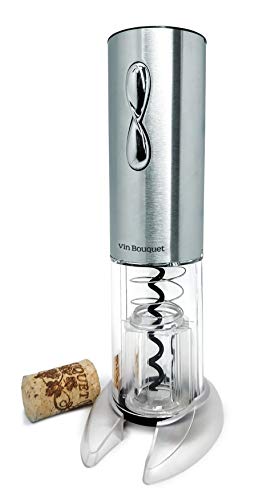 Vin Bouquet Sacacorchos eléctrico Compact, Incluye descapsulador y Cargador, Manganese Steel, Plata, 18 x 26.5 x 5.5 cm