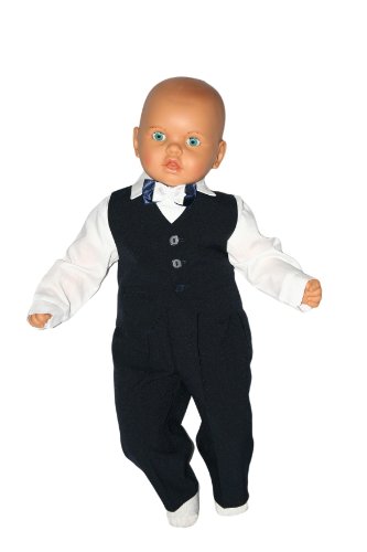 Taufanzug Baby Junge Kinder Kind Taufe Anzug Hochzeit Anzüge Festanzug, 4tlg , Marineblau-Weiß, Gr.92 K2 - 2