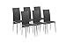 Produktbild CAVADORE Esszimmerstuhl 6er Set MILAN / 6x Küchenstuhl im modernem Design / Bezug Lederimitat Schwarz / Gestell Metall Silber pulverbeschichtet /  6 Stühle Schwarz / 40 x 96 x 49 cm (BxHxT) / 6er Set