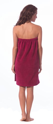 Saunakilt kurz, 70 cm lang und 150 cm breit, Farbe fuchsia, zum Knöpfen und mit Gummizug, Außenseite kuschelige Microfaser Innenseite saugstarke Baumwolle, von Morgenstern - 5
