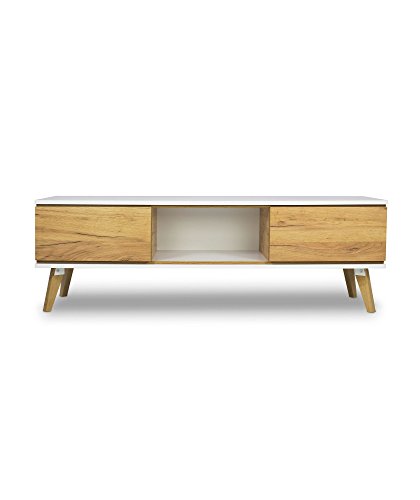 Preisvergleich Produktbild Skandica TV Freistehend Schwarz Rack skandinavisch Bianco / Rovere