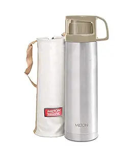 MILTON ThermoSteel Glassy Hot & Cold Bottle with Drinking Cup Lid (350ml, Grey)