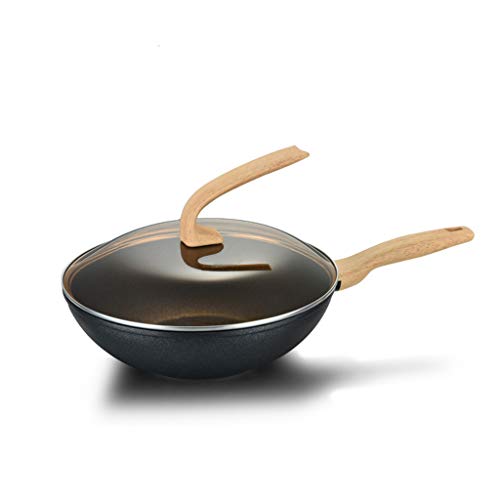 Preisvergleich Produktbild Aluminiumlegierung Antihaft-Beschichtung Woks, Haushalt Keine Dämpfe Pfannen, Mit Glasdeckel, Antihaft-Pfanne Geschirr, Induktionsherd Gasherde Allgemeiner Zweck Wok,30cm