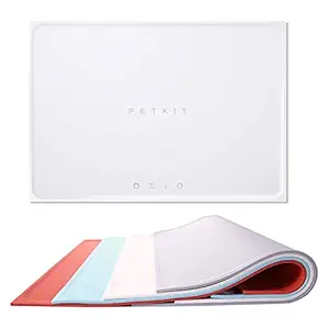 PETKIT Pet Food Feeding Mat, Silicone Dog Cat Placemat FDA Approved, Waterproof Spill Proof Non Slip Dog Food Mat, Collapsible Portable Dog mats for Food and Water, 18.1? x13.4?, White