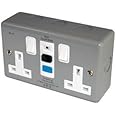 Europa Components RCD13AMC-AZ Metal Clad RCD 13A Double Socket Switched, Multi-Colour