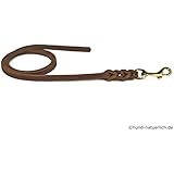 Fettlederleine 7.5m braun mit Messing Haken, Schleppleine aus Leder für Hunde (7.5m x 15mm)
