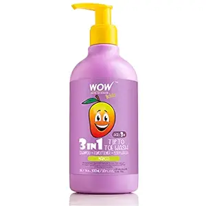 WOW Skin Science Kids Tip To Toe Wash - Shampoo - Conditioner - Body Wash - No Sulphates & Parabens - Mango, 300 ml