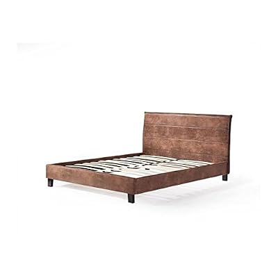 Aucune CESARVINTAGE Lit adulte + sommier 140x190cm - Marron