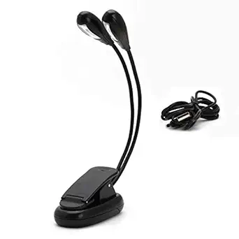 Samplus Mall 360 Degree Adjustable USB LED Flexible Goose Neck Headboard Reading Book Desk Lamp with Clip on Light and On/Off Control Switch
